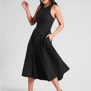 Athleta Winona Black Midi Dress, Black, XS